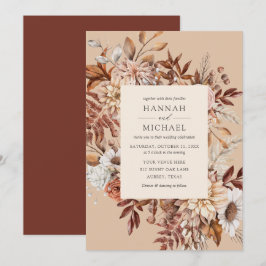 Invitación Otoño Rústico Boda de hojas florales de otoño