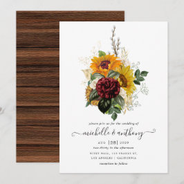 Invitación Otoño Rústico - Boda floral otoño
