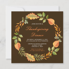 Invitación Otoño Rústico Cae Deja Fiesta De Acción De Gracias