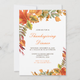 Invitación Otoño Rústico Cae Deja Fiesta De Acción De Gracias
