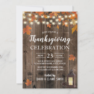 Invitación Otoño Rústico de Acción de Gracias deja una linter