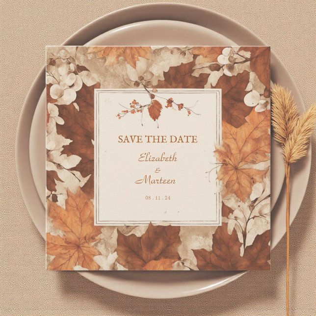 Invitación Otoño rústico de Naranja beige quemado en beige (Subido por el creador)