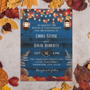 Invitación Otoño rústico deja Boda de granero de la Marina de