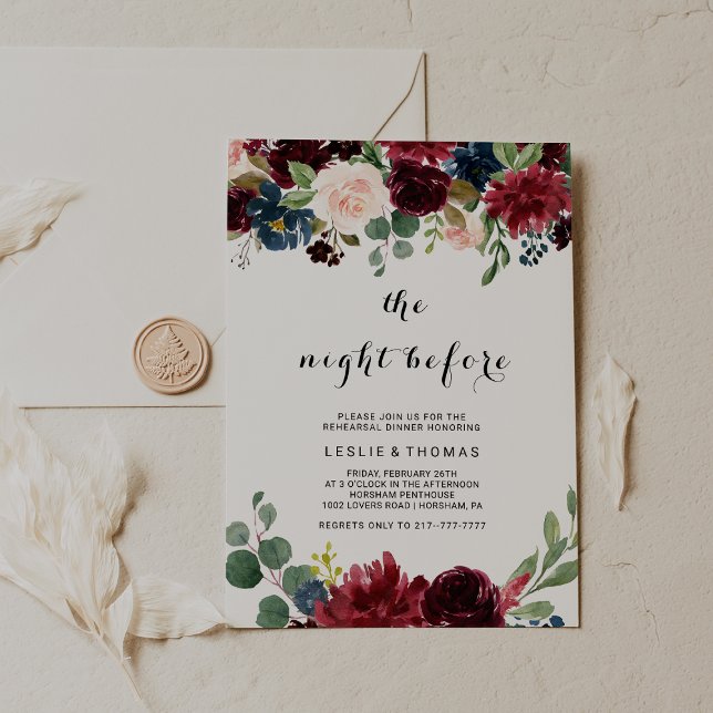 Invitación Otoño Rústico Deslumbrando Borgoña La Noche Antes (Subido por el creador)