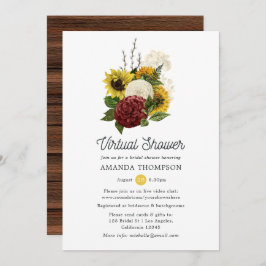 Invitación Otoño Rústico - Ducha virtual de novias con flores