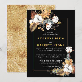 Invitación Otoño rústico floral blanco deja Boda