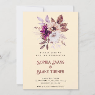Invitación Otoño Rústico Floral Botánico Papaya Whip Boda