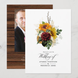 Invitación Otoño Rústico - Foto de boda de girasoles al atard
