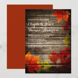 Invitación Otoño Sale Boda Rústica de Caída de Madera de Hier