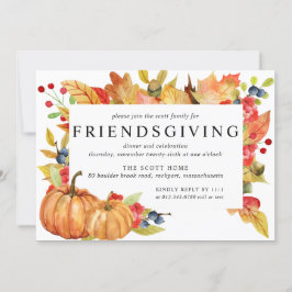 Invitación Otoño Sale de la Cena Amigable Con Las Calabazas