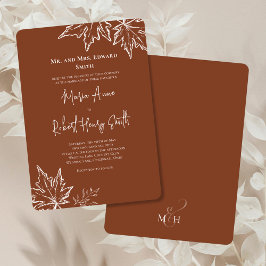 Invitación Otoño Sale Elegante Boda Caída