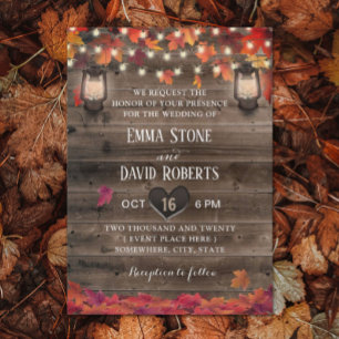 Invitación Otoño Sale Farolillos y Tejidos Fall Wedding