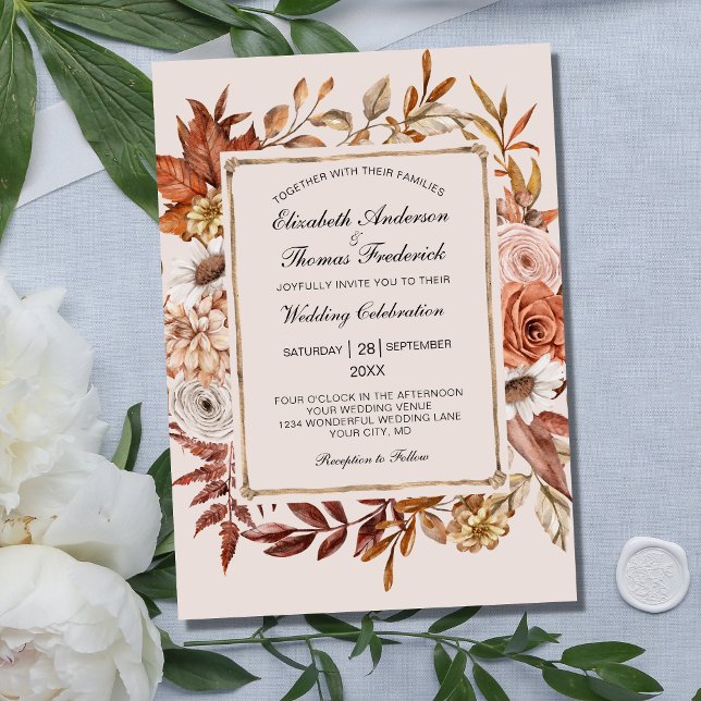 Invitación Otoño Sale Floral Formal Elegante Boda (Subido por el creador)