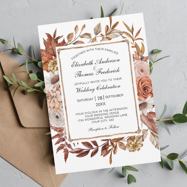 Invitación Otoño Sale Floral Formal Elegante Boda (Subido por el creador)