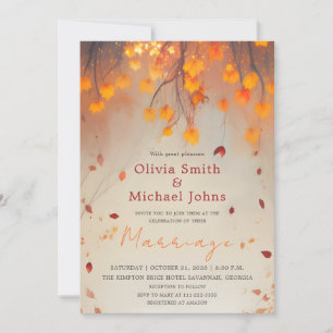 Invitación Otoño Sale Naranja Watercolor Boda Caída