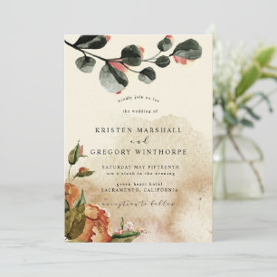 Invitación Otoño Siente Elegante Floral Boda