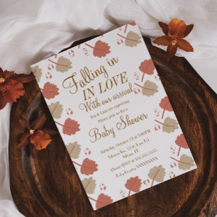 Invitación Otoño Simple Hojas Neutrales Baby Shower