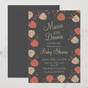 Invitación Otoño Simple Terracota Neutro Hojas Baby Shower