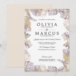 Invitación Otoño Tropic Sale Boda de acuarela Mauve Gold