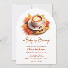 Invitación Otoño Un bebé prepara café Baby Shower
