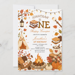 Invitación Otoño Un Feliz Campista Cumpleaños 1 S'mores