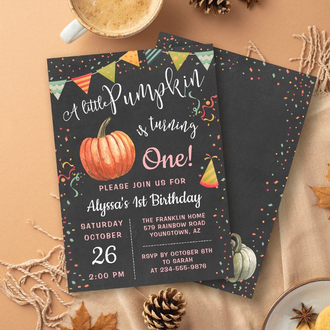 Invitación Otoño Un Pequeño Calderón De Calabaza Cae Cumpleañ (Subido por el creador)