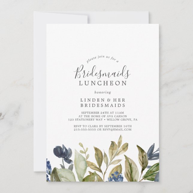 Invitación Otoño Verdor Bridesmaids Luncheon (Anverso)