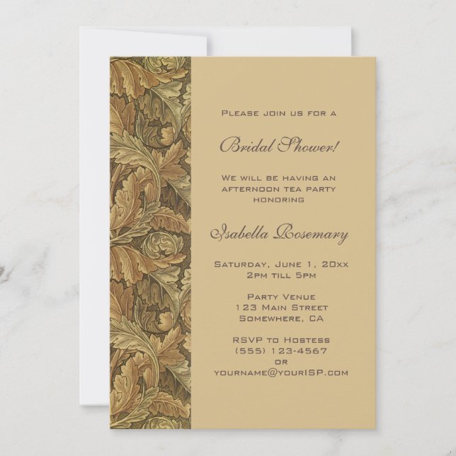 Invitación Otoño victoriano antiguo deja ducha de novia (Anverso)