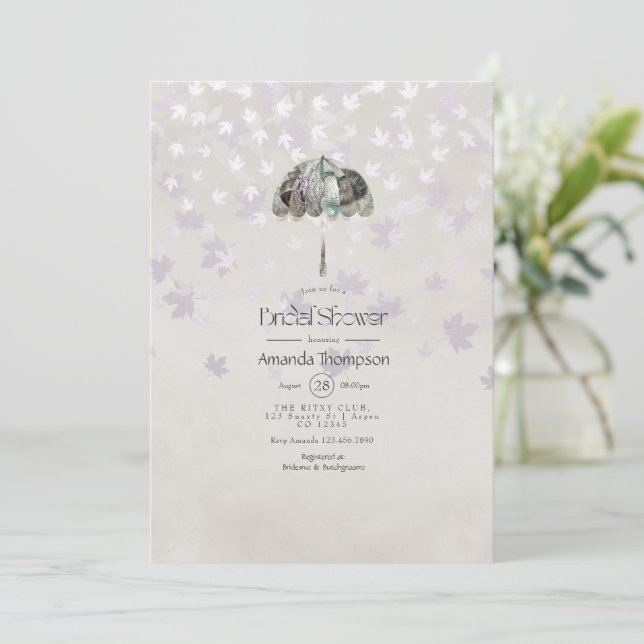 Invitación Otoño Vintage - Bridal Shower Blanca de Otoño (Anverso de pie)