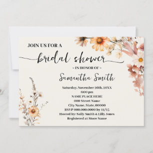 Invitación Otoño Wildflowers Boho Fall Bridal Shower