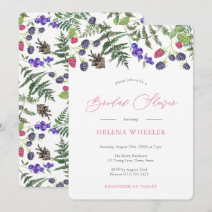 Invitación Otoño Woodland Ferns Blackberries Bridal Shower