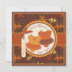 Invitación Otoño y otoño dejan Chicas gemelos en Baby Shower