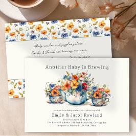 Invitación Otra Bebé está en Camino Tazas de Té Floral Sprink