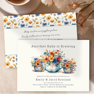 Invitación Otra Bebé está en Camino Tazas de Té Floral Sprink