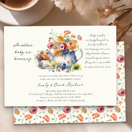 Invitación Otra Bebé está en Camino Tetera Floral Sprinkle