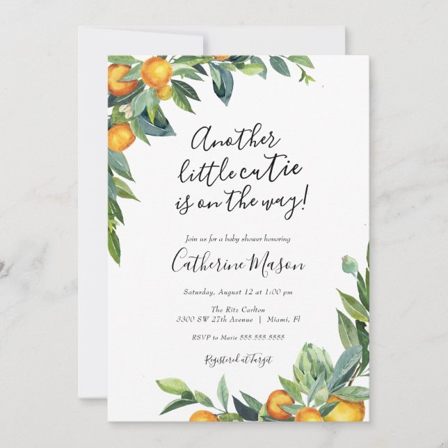 Invitación Otro pequeño Naranja cutie Baby Shower (Anverso)