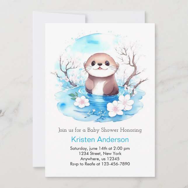 Invitación Otter Boy Baby Shower (Anverso)