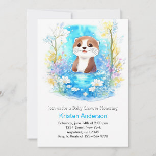 Invitación Otter Dreamscape Blue Boy Baby Shower