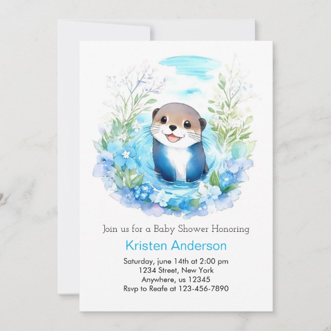 Invitación Otter Dreamscape Boy Baby Shower (Anverso)