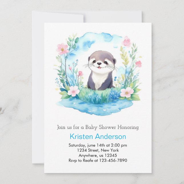 Invitación Otter Dreamscape Oasis Boy Baby Shower (Anverso)