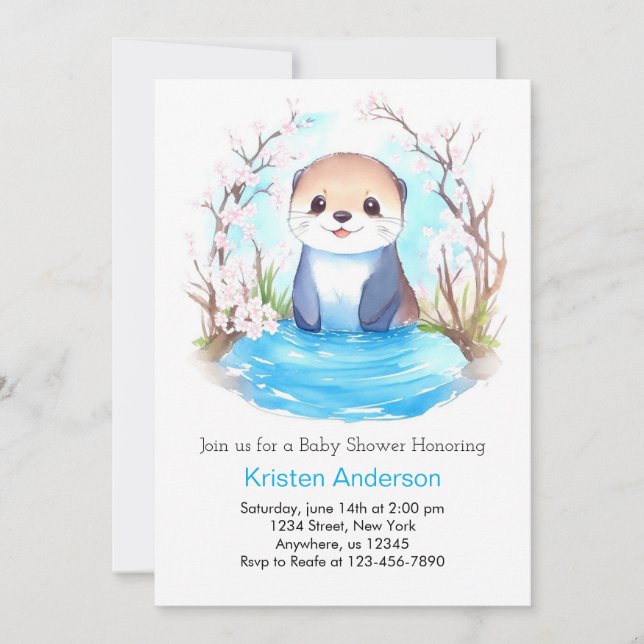 Invitación Otter Dreamscape Whimsical Magic Boy Baby Shower (Anverso)