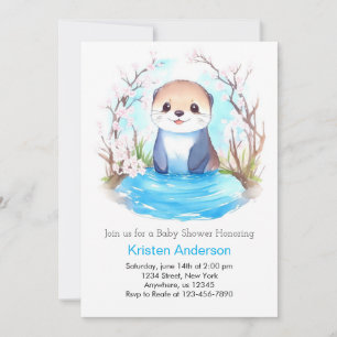 Invitación Otter Dreamscape Whimsical Magic Boy Baby Shower