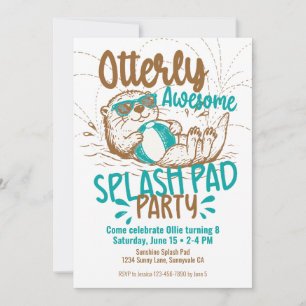 Invitación Otter Fiesta de Splash Pad para Niños Verano Pisci