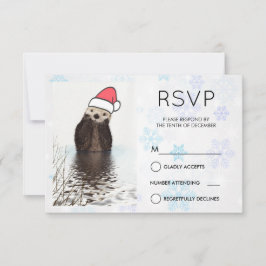 Invitación Otter lindo usando un RSVP de Navidades de Santa H