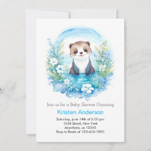 Invitación Otter Watercolor Wonderland Boy Baby Shower