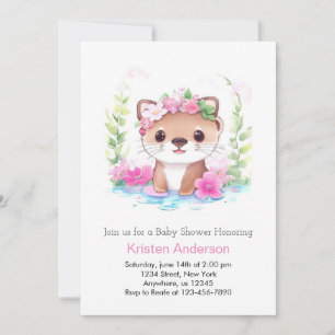 Invitación Otter Whimsical Chica Baby Shower