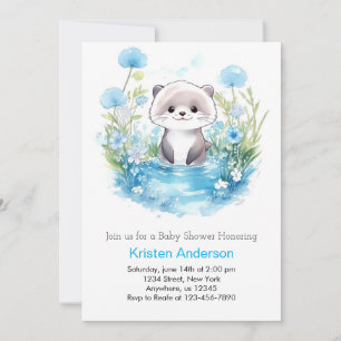 Invitación Otter Wildflower Blue Boy Baby Shower