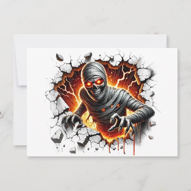 Invitación Oud en Griezelig Mummie Skelet Breekt Door (Anverso)