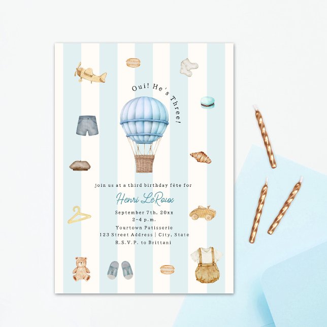 Invitación Oui Cumpleaños Tres París Francés (Subido por el creador)