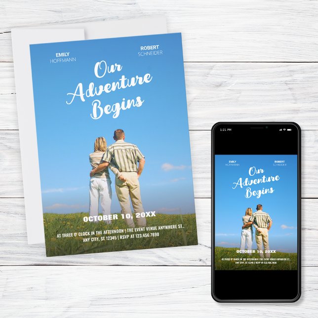 Invitación Our Adventure Begins wedding photo movie theme  (Subido por el creador)